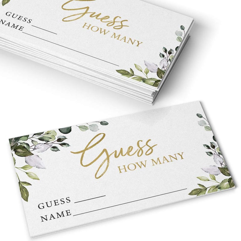 Printed Party Candy Guessing Game, Guess How Many, Greenery, 50 Cards and Sign - Image 4
